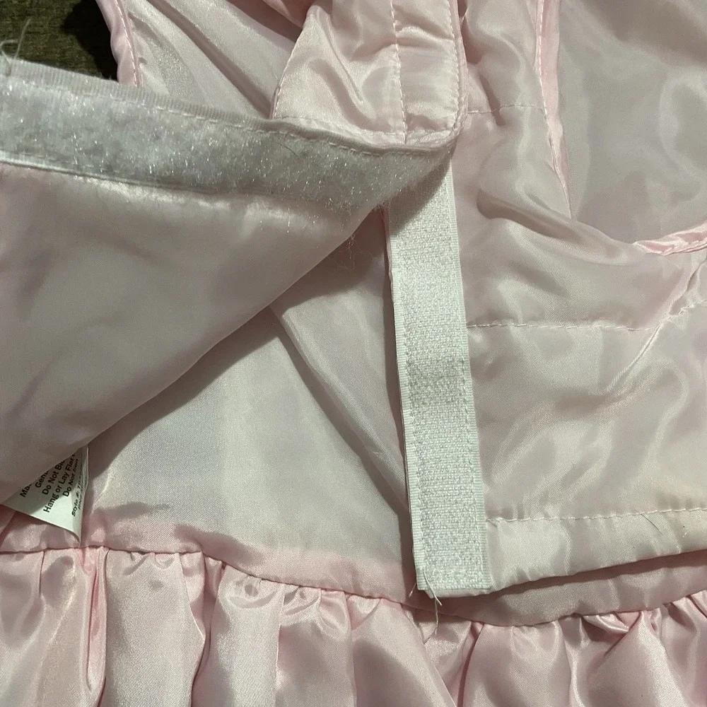 Dog Puffer Vest Size Medium Pink With Bow Hook & Loop Closure Coquette Gorpcore
